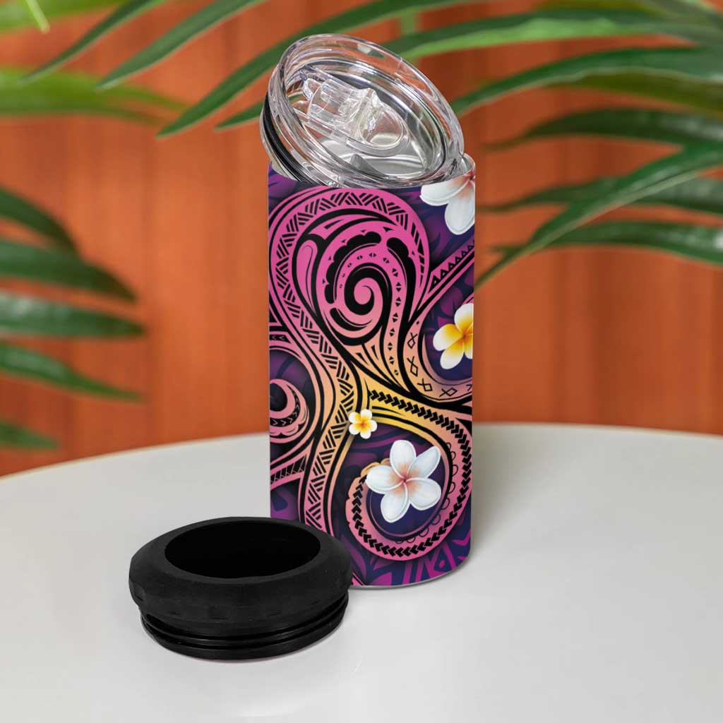 Hawaiian Octopus Tattoo and Frangipani 4 in 1 Can Cooler Tumbler