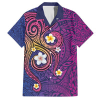 Hawaiian Octopus Tattoo and Frangipani Family Matching Off Shoulder Short Dress and Hawaiian Shirt LT03 Dad's Shirt - Short Sleeve Purple - Polynesian Pride