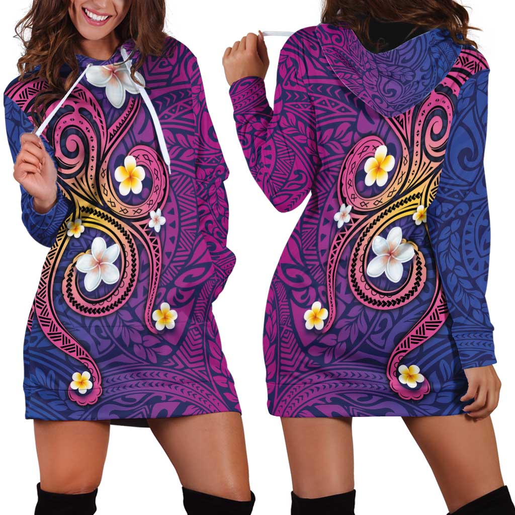 Hawaiian Octopus Tattoo and Frangipani Hoodie Dress
