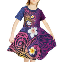 Hawaiian Octopus Tattoo and Frangipani Kid Short Sleeve Dress
