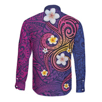 Hawaiian Octopus Tattoo and Frangipani Long Sleeve Button Shirt LT03 - Polynesian Pride