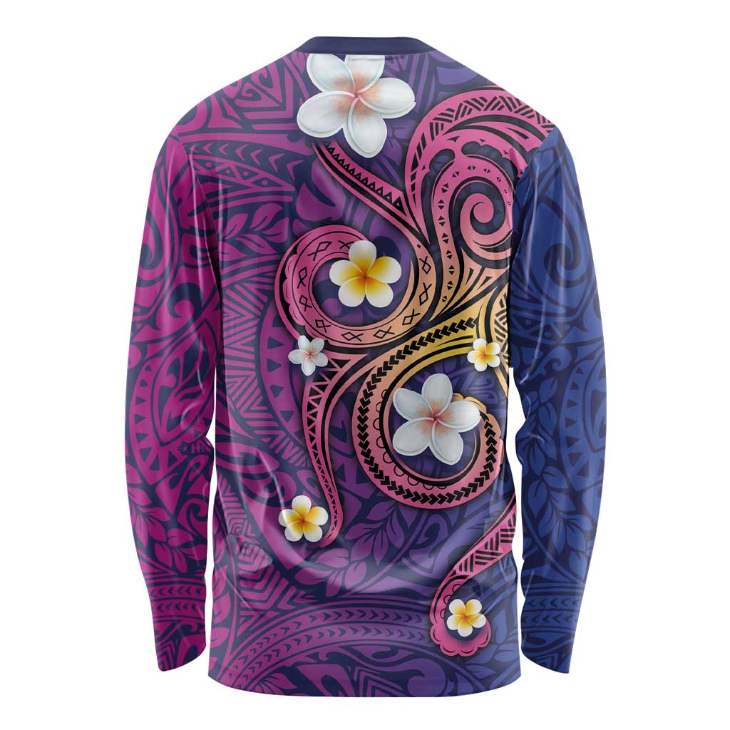 Hawaiian Octopus Tattoo and Frangipani Long Sleeve Shirt LT03 - Polynesian Pride
