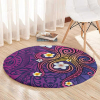 Hawaiian Octopus Tattoo and Frangipani Round Carpet LT03 - Polynesian Pride
