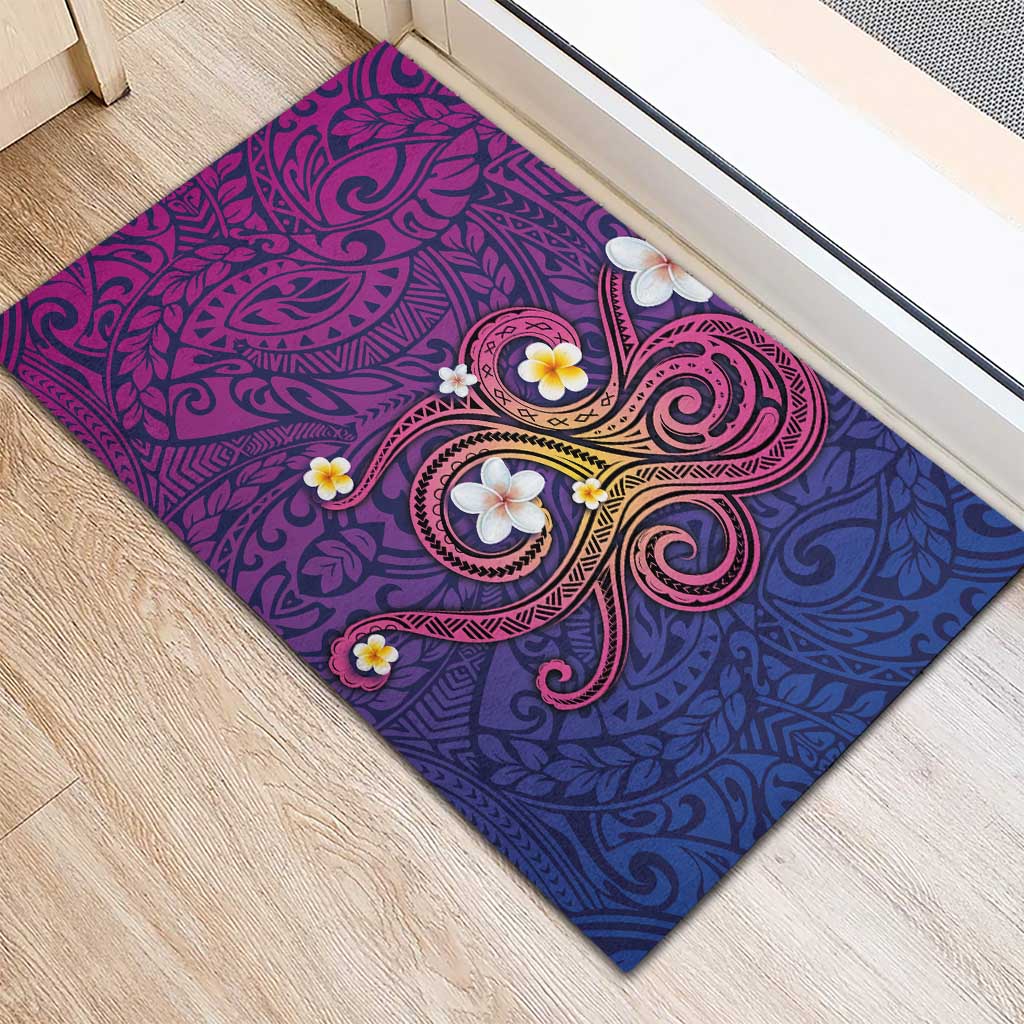 Hawaiian Octopus Tattoo and Frangipani Rubber Doormat LT03 - Polynesian Pride