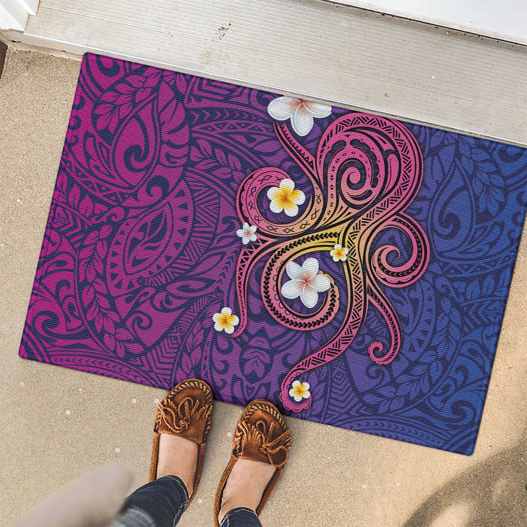Hawaiian Octopus Tattoo and Frangipani Rubber Doormat LT03 - Polynesian Pride