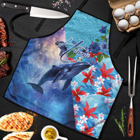 Hawaii Aloha Whales Apron Hibiscus and Whales with Polynesian Pattern - Polynesian Pride