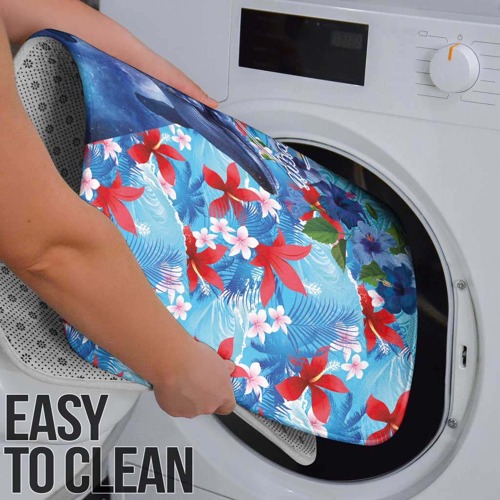 Hawaii Aloha Whales Bathroom Set Hibiscus and Whales with Polynesian Pattern - Polynesian Pride