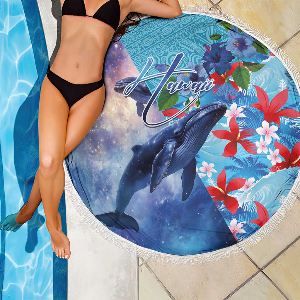 Hawaii Aloha Whales Beach Blanket Hibiscus and Whales with Polynesian Pattern - Polynesian Pride