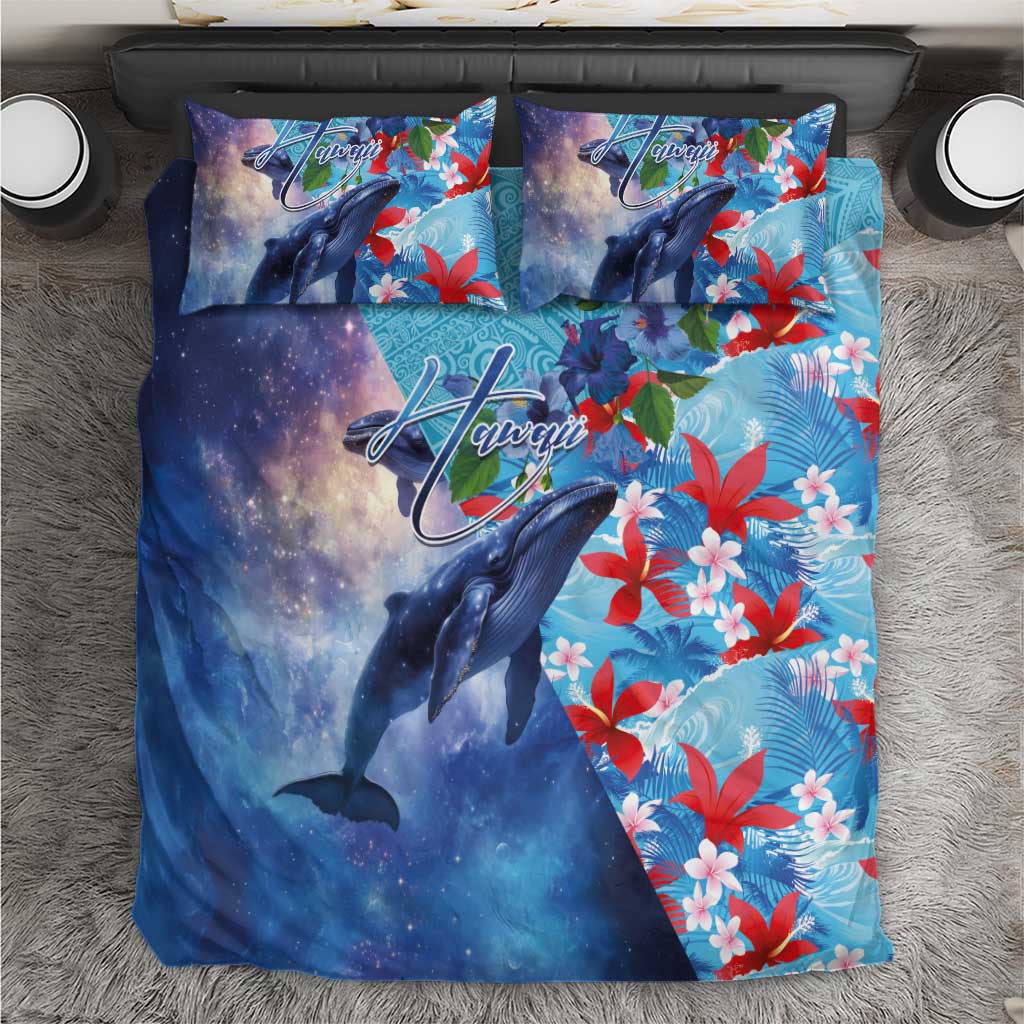 Hawaii Aloha Whales Bedding Set Hibiscus and Whales with Polynesian Pattern - Polynesian Pride