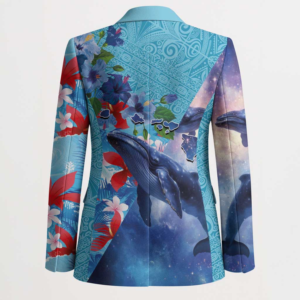 Hawaii Aloha Whales Blazer Hibiscus and Whales with Polynesian Pattern - Polynesian Pride