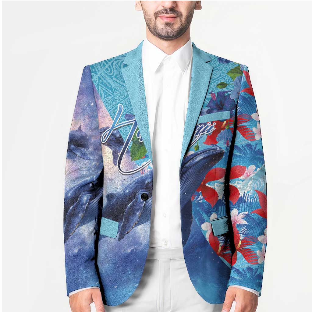 Hawaii Aloha Whales Blazer Hibiscus and Whales with Polynesian Pattern - Polynesian Pride