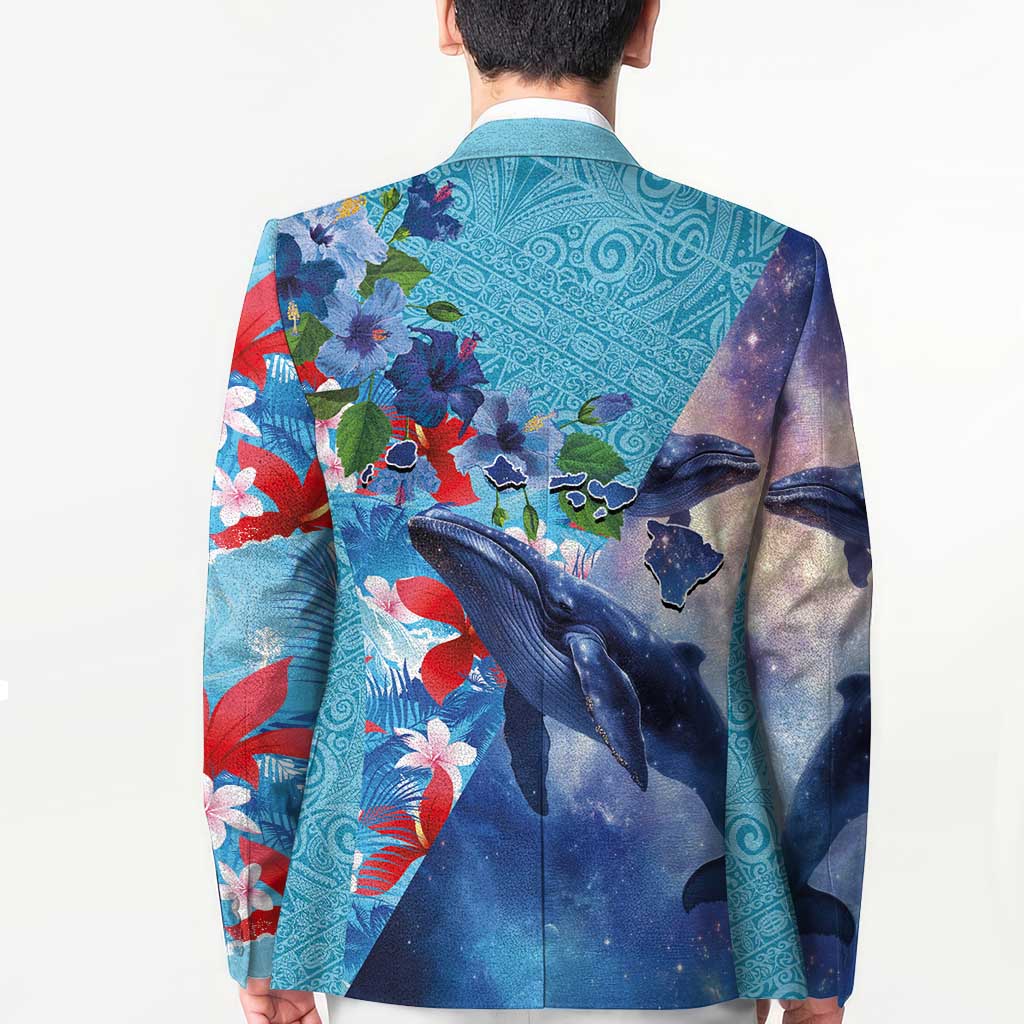 Hawaii Aloha Whales Blazer Hibiscus and Whales with Polynesian Pattern - Polynesian Pride