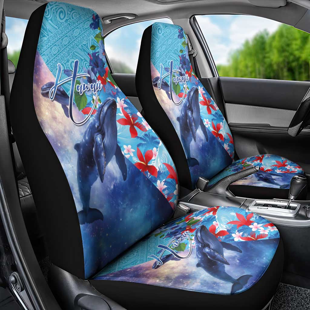 Hawaii Aloha Whales Car Seat Cover Hibiscus and Whales with Polynesian Pattern - Polynesian Pride