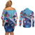 Hawaii Aloha Whales Couples Matching Off Shoulder Short Dress and Long Sleeve Button Shirt Hibiscus and Whales with Polynesian Pattern - Polynesian Pride