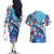 Hawaii Aloha Whales Couples Matching Off The Shoulder Long Sleeve Dress and Hawaiian Shirt Hibiscus and Whales with Polynesian Pattern - Polynesian Pride