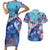 Hawaii Aloha Whales Couples Matching Short Sleeve Bodycon Dress and Hawaiian Shirt Hibiscus and Whales with Polynesian Pattern - Polynesian Pride