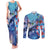 Hawaii Aloha Whales Couples Matching Tank Maxi Dress and Long Sleeve Button Shirt Hibiscus and Whales with Polynesian Pattern - Polynesian Pride