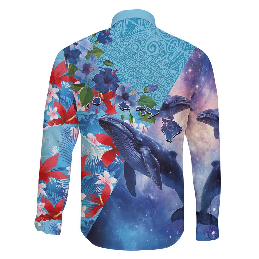 Hawaii Aloha Whales Family Matching Off Shoulder Maxi Dress and Hawaiian Shirt Hibiscus and Whales with Polynesian Pattern - Polynesian Pride