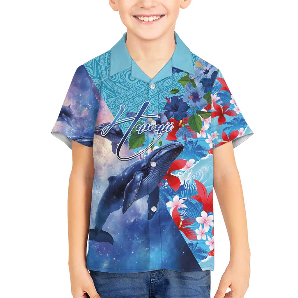 Hawaii Aloha Whales Family Matching Short Sleeve Bodycon Dress and Hawaiian Shirt Hibiscus and Whales with Polynesian Pattern - Polynesian Pride