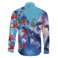 Hawaii Aloha Whales Family Matching Tank Maxi Dress and Hawaiian Shirt Hibiscus and Whales with Polynesian Pattern - Polynesian Pride