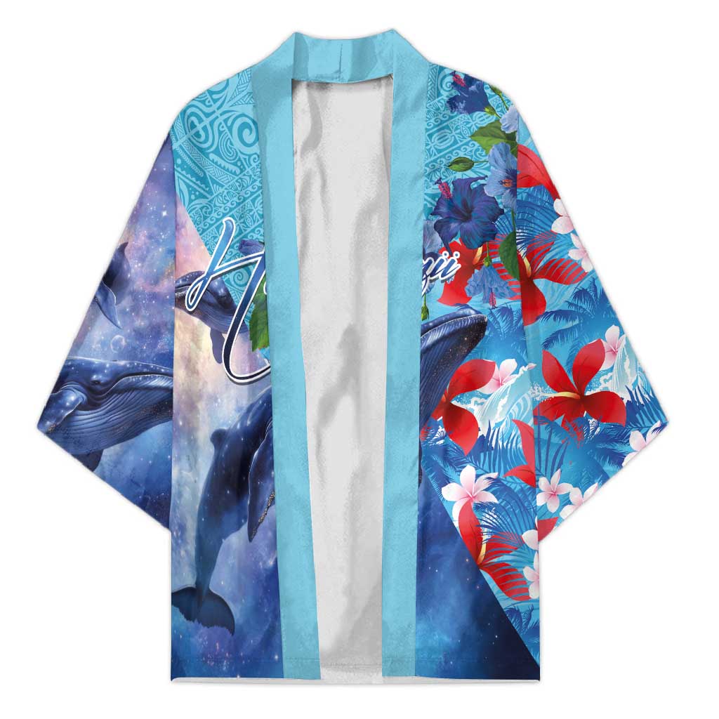 Hawaii Aloha Whales Kimono Hibiscus and Whales with Polynesian Pattern - Polynesian Pride