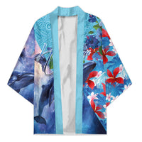 Hawaii Aloha Whales Kimono Hibiscus and Whales with Polynesian Pattern - Polynesian Pride