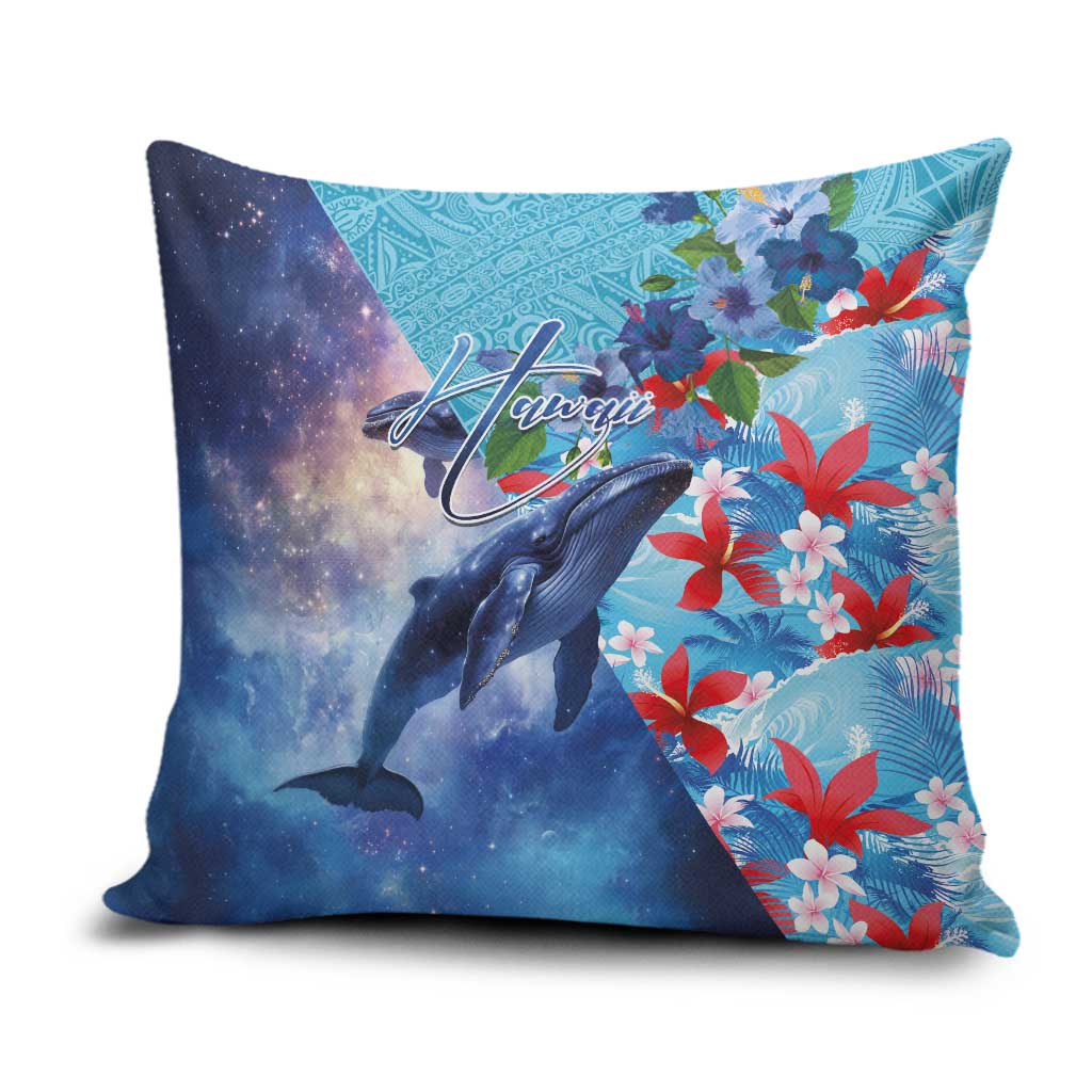 Hawaii Aloha Whales Pillow Cover Hibiscus and Whales with Polynesian Pattern - Polynesian Pride