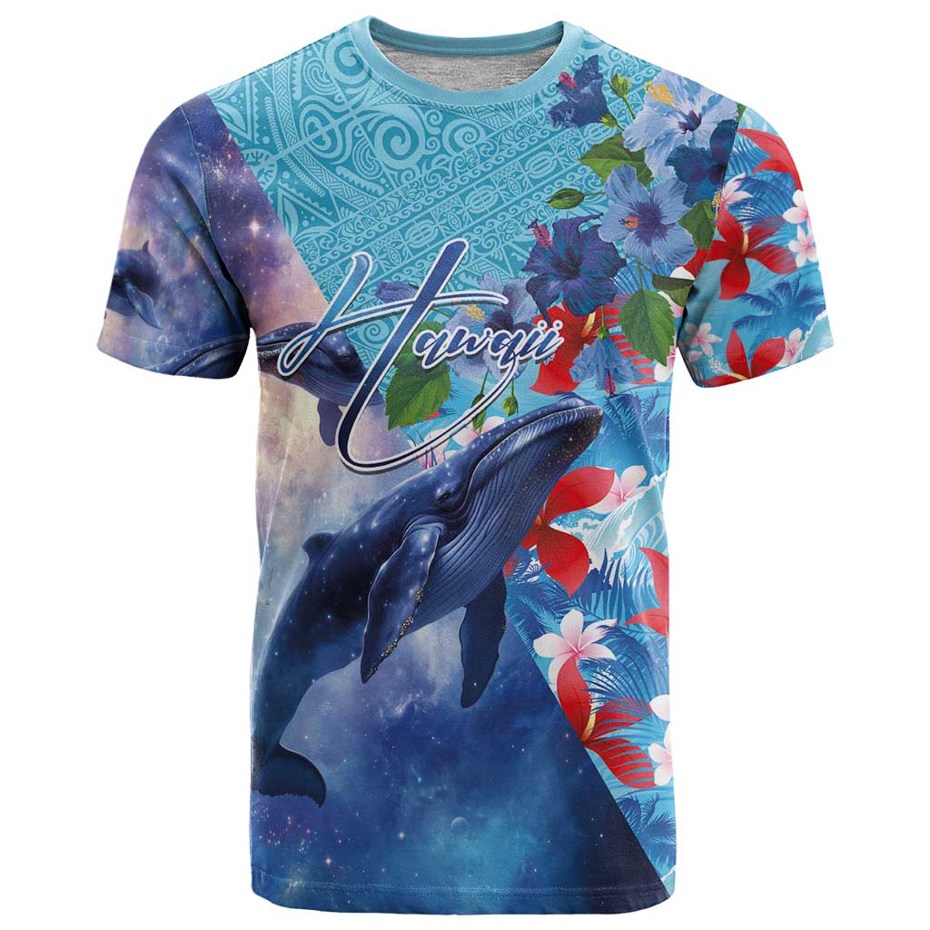 Hawaii Aloha Whales T Shirt Hibiscus and Whales with Polynesian Pattern - Polynesian Pride