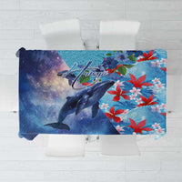 Hawaii Aloha Whales Tablecloth Hibiscus and Whales with Polynesian Pattern - Polynesian Pride