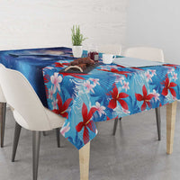 Hawaii Aloha Whales Tablecloth Hibiscus and Whales with Polynesian Pattern - Polynesian Pride