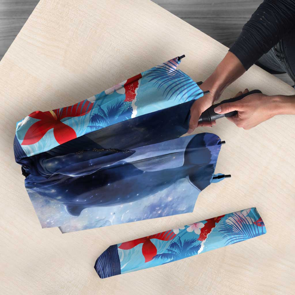 Hawaii Aloha Whales Umbrella Hibiscus and Whales with Polynesian Pattern - Polynesian Pride