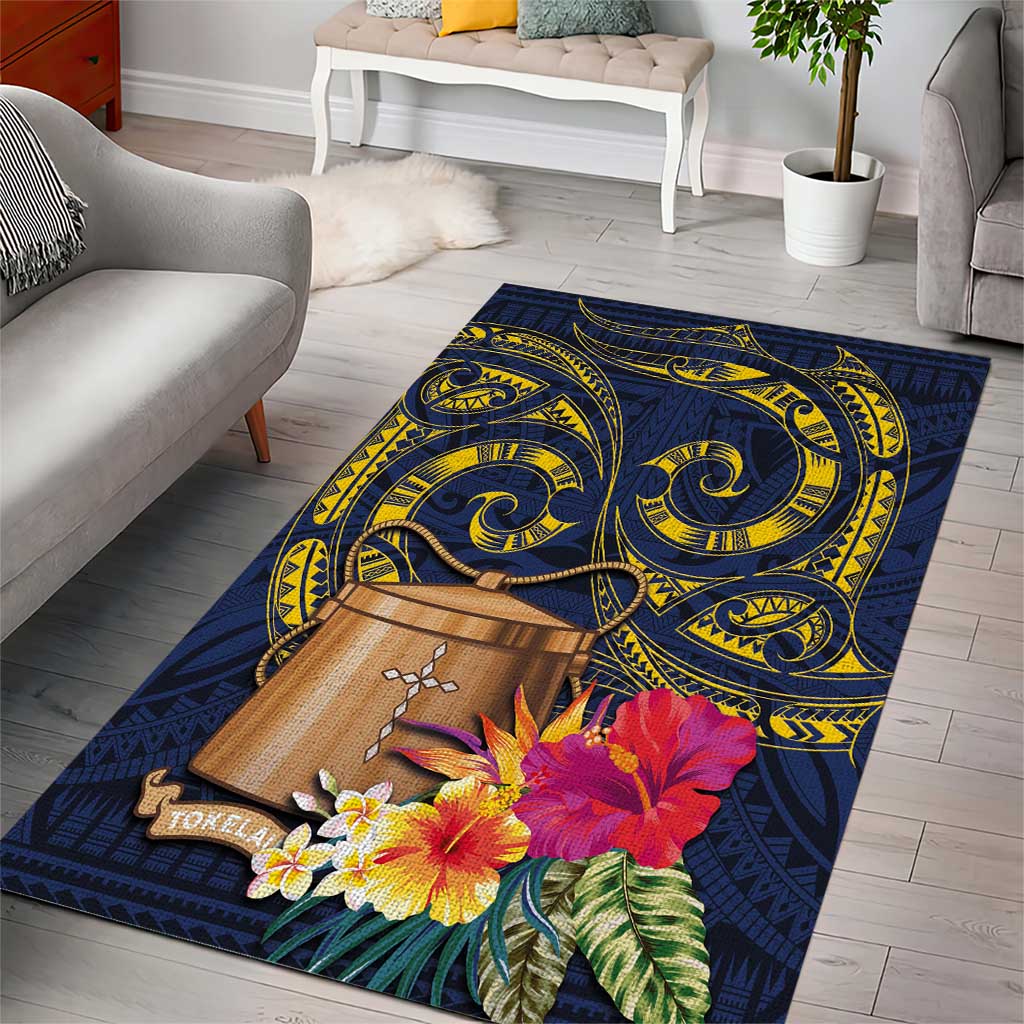 Tokelau Tokehega Day Area Rug Coat of Arms with Polynesian Tattoo and Hibiscus LT03 - Polynesian Pride