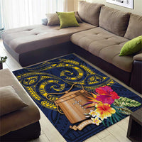 Tokelau Tokehega Day Area Rug Coat of Arms with Polynesian Tattoo and Hibiscus LT03 - Polynesian Pride