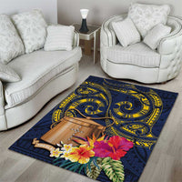 Tokelau Tokehega Day Area Rug Coat of Arms with Polynesian Tattoo and Hibiscus LT03 - Polynesian Pride