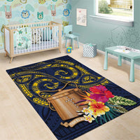Tokelau Tokehega Day Area Rug Coat of Arms with Polynesian Tattoo and Hibiscus LT03 - Polynesian Pride