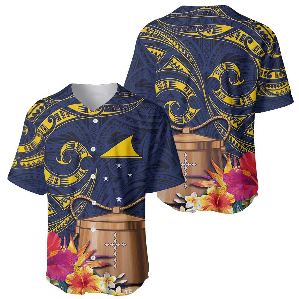 Tokelau Tokehega Day Baseball Jersey Coat of Arms with Polynesian Tattoo and Hibiscus LT03 - Polynesian Pride