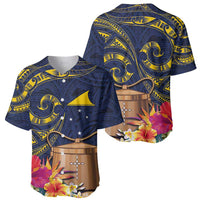 Tokelau Tokehega Day Baseball Jersey Coat of Arms with Polynesian Tattoo and Hibiscus LT03 - Polynesian Pride