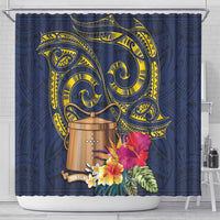 Tokelau Tokehega Day Shower Curtain Coat of Arms with Polynesian Tattoo and Hibiscus LT03 - Polynesian Pride