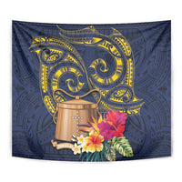 Tokelau Tokehega Day Tapestry Coat of Arms with Polynesian Tattoo and Hibiscus