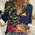 Tokelau Tokehega Day Women Casual Shirt Coat of Arms with Polynesian Tattoo and Hibiscus