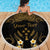 Personalised Kosrae Liberation Day Beach Blanket Polynesian Tattoo and Plumeria Gold Color
