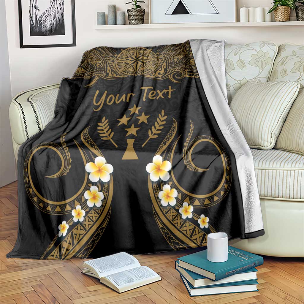 Personalised Kosrae Liberation Day Blanket Polynesian Tattoo and Plumeria Gold Color LT03 Gold - Polynesian Pride