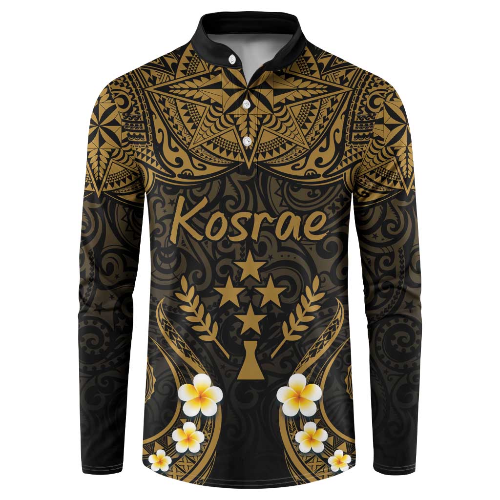 Personalised Kosrae Liberation Day Button Sweatshirt Polynesian Tattoo and Plumeria Gold Color LT03 Gold - Polynesian Pride