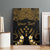 Personalised Kosrae Liberation Day Canvas Wall Art Polynesian Tattoo and Plumeria Gold Color