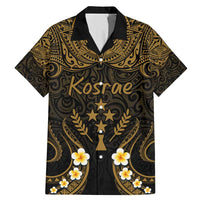 Personalised Kosrae Liberation Day Family Matching Mermaid Dress and Hawaiian Shirt Polynesian Tattoo and Plumeria Gold Color