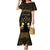 Personalised Kosrae Liberation Day Family Matching Mermaid Dress and Hawaiian Shirt Polynesian Tattoo and Plumeria Gold Color