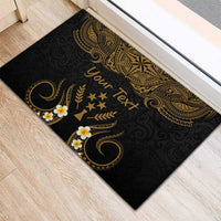 Personalised Kosrae Liberation Day Rubber Doormat Polynesian Tattoo and Plumeria Gold Color