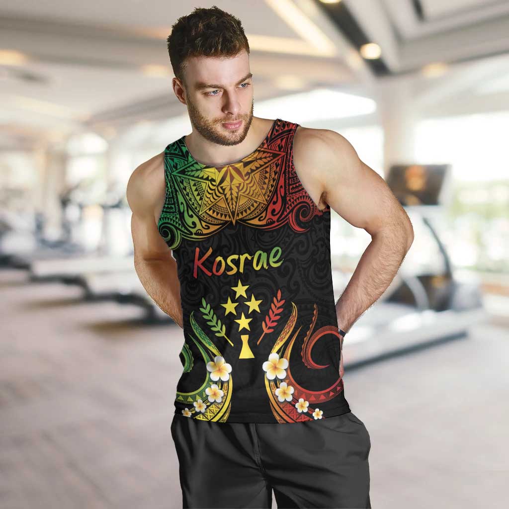 Personalised Kosrae Liberation Day Men Tank Top Polynesian Tattoo and Plumeria Reggae Color LT03 Reggae - Polynesian Pride
