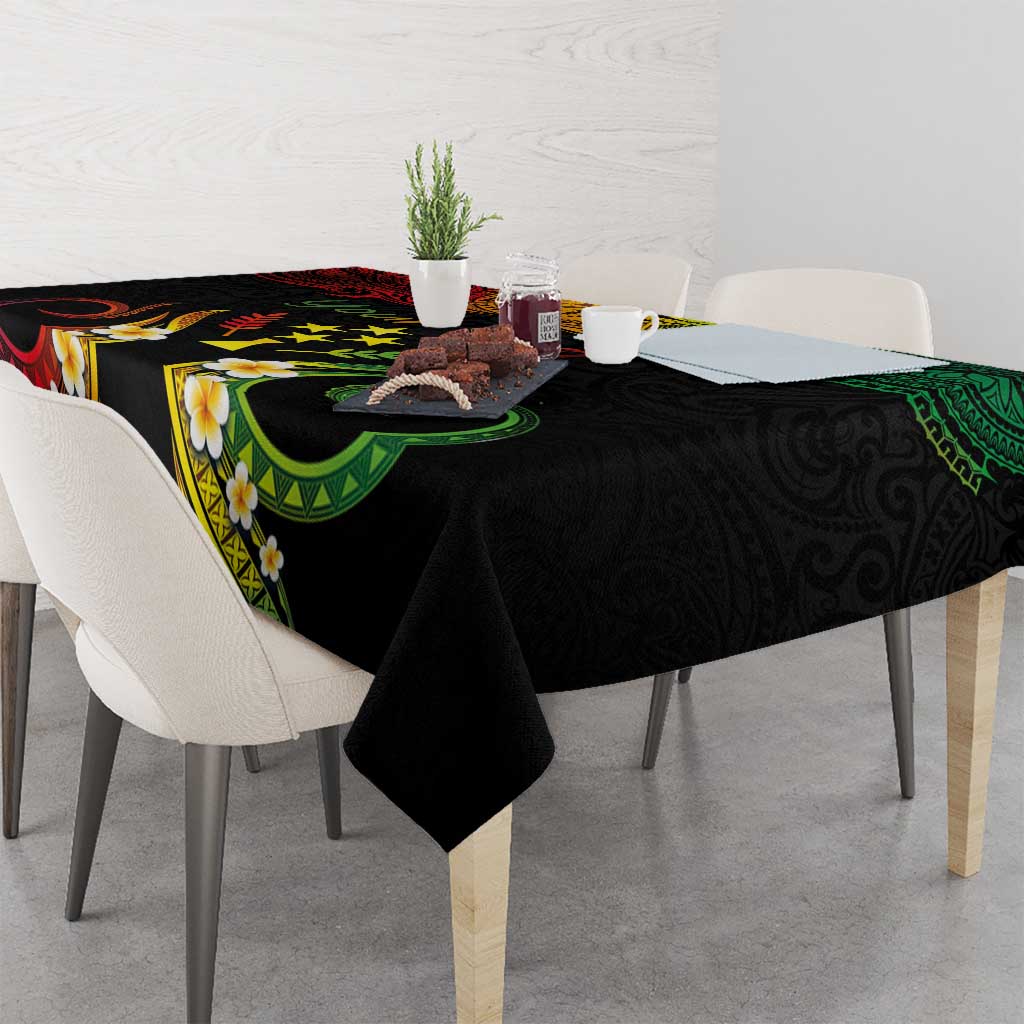 Personalised Kosrae Liberation Day Tablecloth Polynesian Tattoo and Plumeria Reggae Color