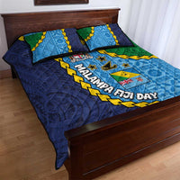 Malampa Fiji Day Quilt Bed Set National Symbols with Tapa Tribal and Polynesian Tattoo